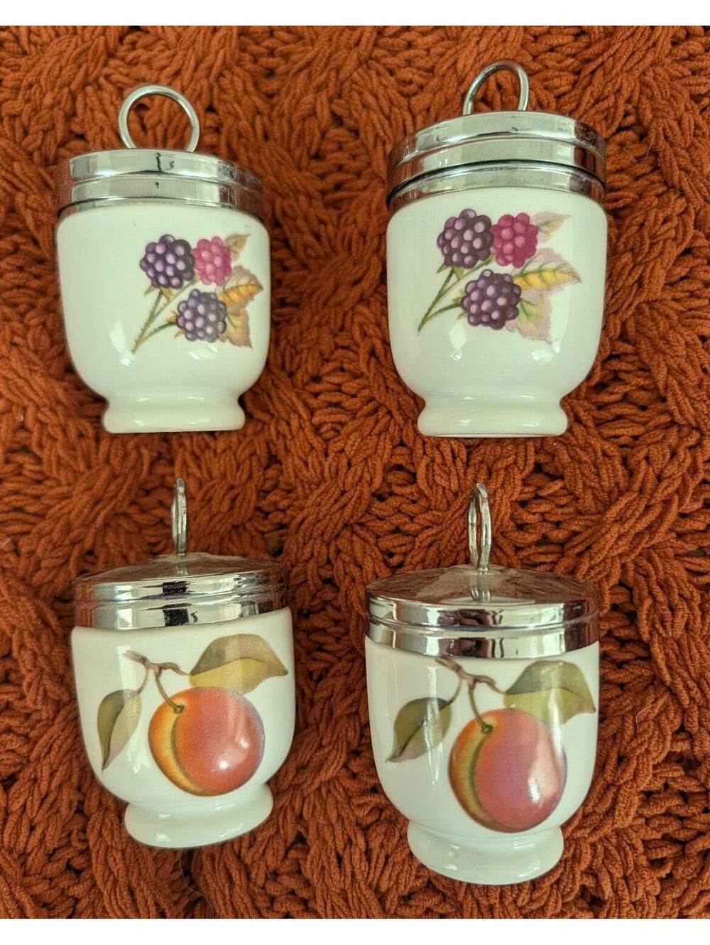 4 matching Royal Worcester Porcelain Egg Coddlers